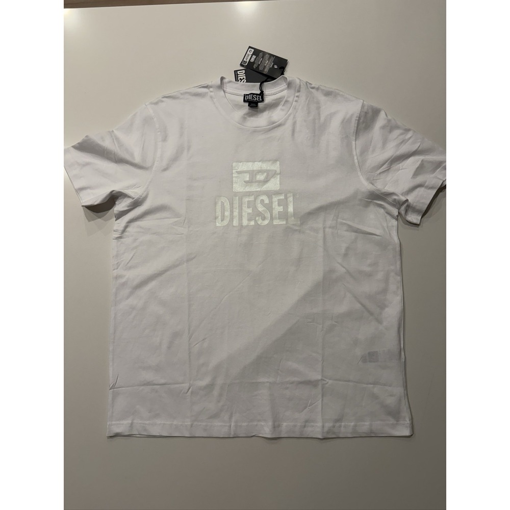 Diesel T-Just Tone on Tone A21761RPATI T-Shirt Men's XL White Cotton Crew Neck